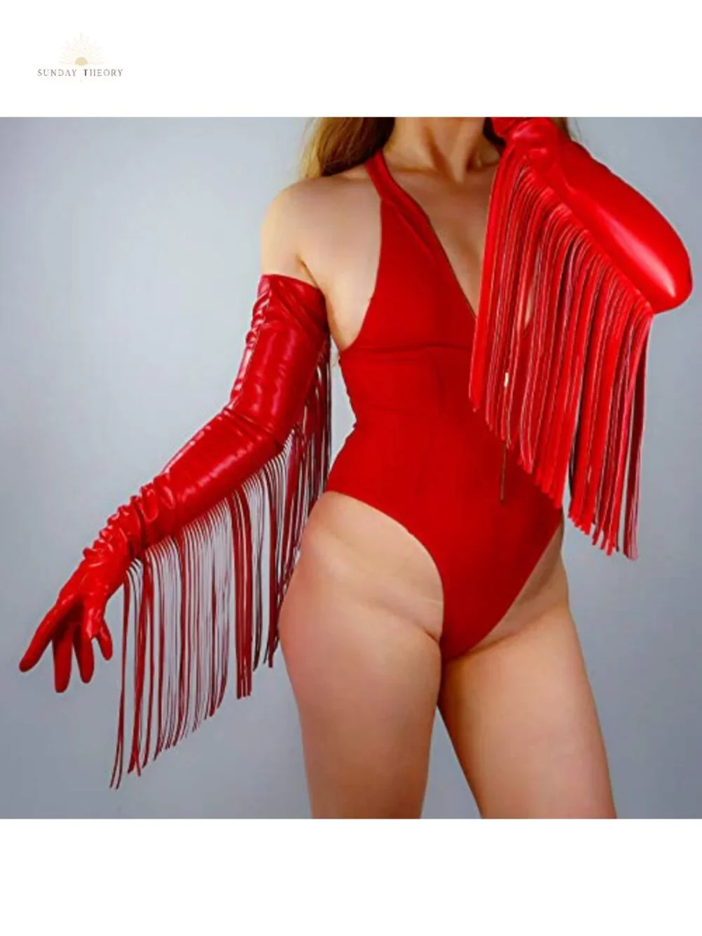 Women's Faux Leather Long Fringe Gloves 28